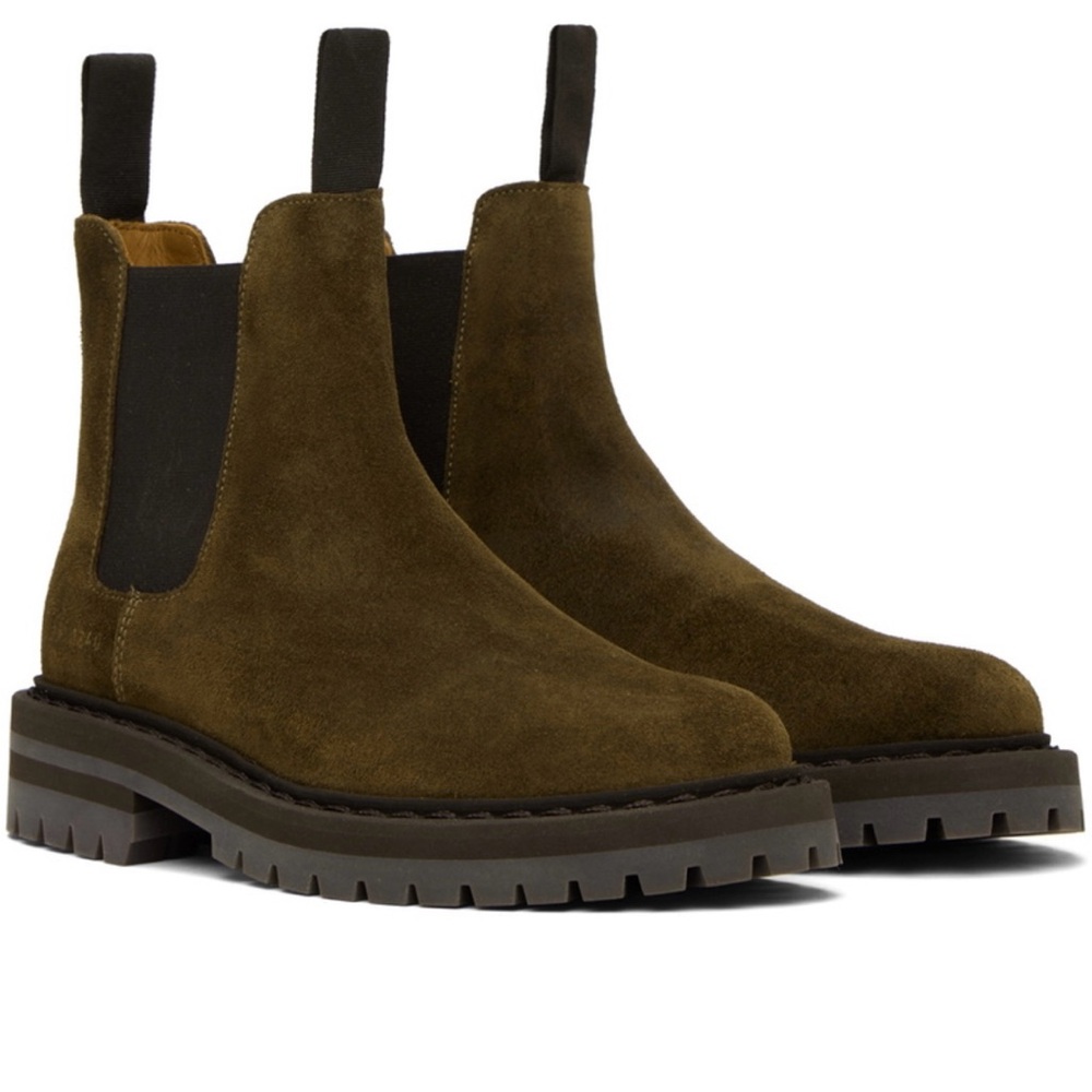 Brand New Seude stamped Chelsea boots by Common Projects. Size 7.